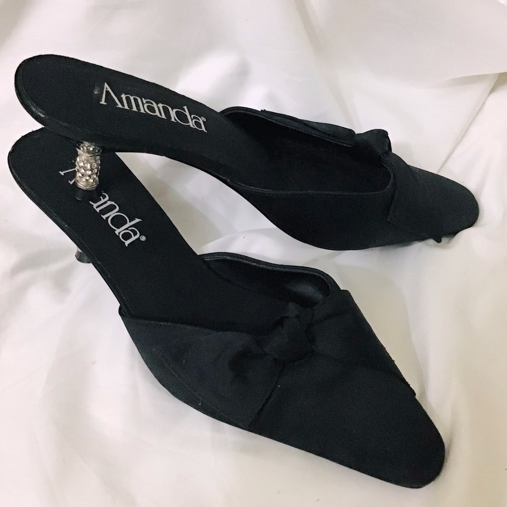 Amanda Pretty Please Kitten Heel Mules Shoe